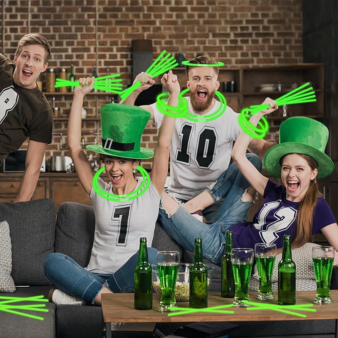 St Patricks Day Green Glow Sticks Party Favors 8'' 72 Pack Bulk,Saint Patrick's Light Up Necklace Gifts Toys for Kids,Non Candy Goodie Bags Stuffer Treats for Boy Girl,Party Bag Accessories Decoration