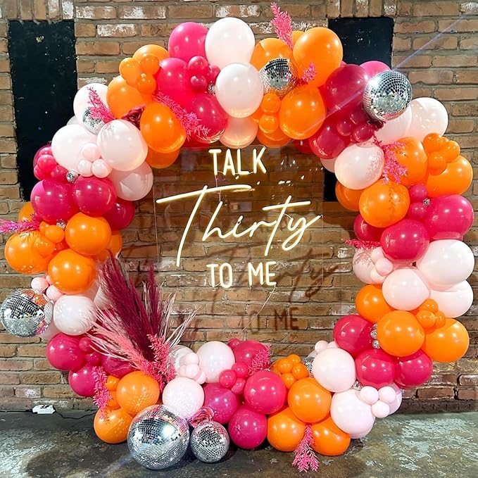 Pink and Orange Balloons, 60 Pcs Hot Pink Orange Balloons, 12 Inch Latex Balloon for Birthday Bridal Shower Wedding Engagement Thanksgiving Summer Party Decoration Supplies