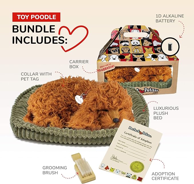 Poodle, Dog Toys for Kids and Elderly, Realistic Dog Stuffed Animals, Battery-Operated Stuffed Dog, Companion Interactive Pets with Synthetic Fur