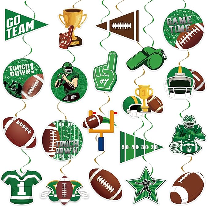 40Pcs Football Hanging Swirl Football Party Decorations Sports Football Theme Party Swirls Football Ceiling Hanging Swirls Football Hanging Decorations for Sport Football Birthday Party Decor