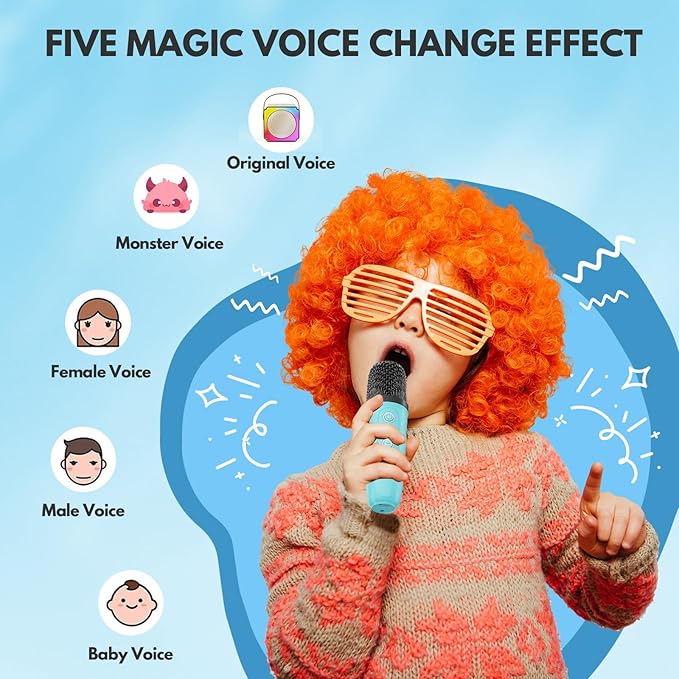 Karaoke Machine, Portable Speaker with Microphones, Birthday Family Party Gifts for Kids Girls Boys 3 4 5 Year Old