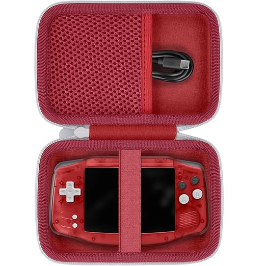 khanka Hard Travel Case Replacement for Anbernic RG34XX Handheld Game Console,Case Only. (Red)