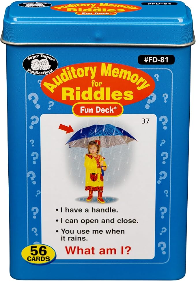 Super Duper Publications | Auditory Memory for Riddles Fun Deck | Listening Comprehension Flash Cards | Educational Learning Materials for Children