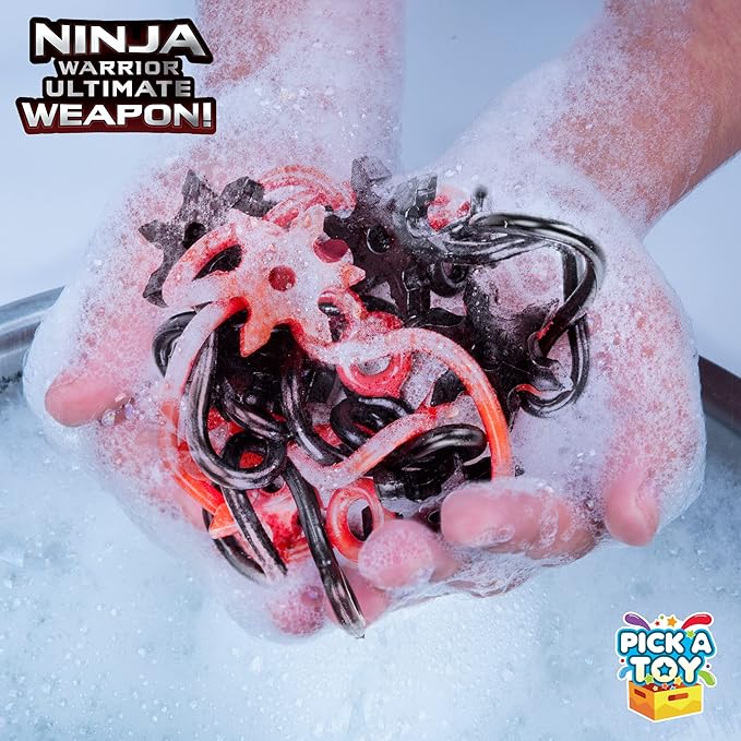 PICK A TOY Ninja Party Favors for Kids – 12 Pack Stretchy Flying Ninjas, Sticky Slingshot & Throwing Stars Toys – Goodie Bag Stuffers, Classroom Prizes, Easter Basket Egg Filler