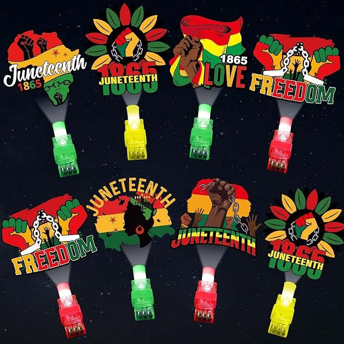 36Pcs Juneteenth LED Finger Lights Juneteenth Party Favor Glow in the Dark Light Up Finger Light Freedom Day Themed Toys Bulk for Kids Birthday Party Goodie Bag Stuffer Birthday Gifts Classroom Prize