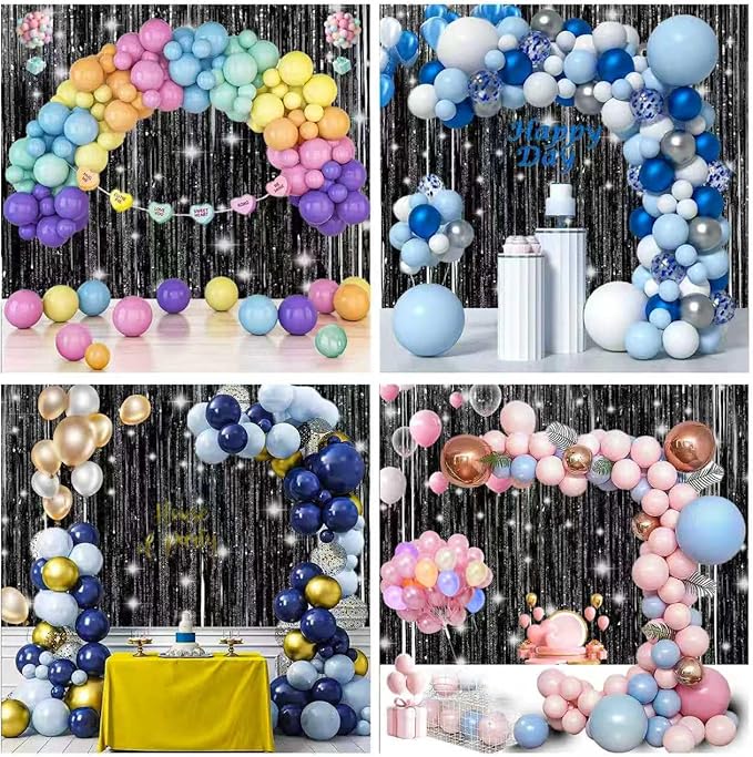 3 Pack Shiny Black Backdrop Party Decorations Tinsel Curtain Party Backdrop Foil Fringe Birthday Decorations Photo Booth Streamer Black Theme Bachelorette Graduation Party Decorations