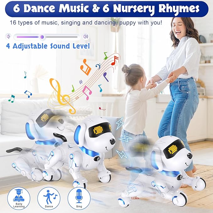 Robot Dog Remote Control Robot Toys with Sing Dance, Easter Toy Kids Toy, 17 Functions E Interactive Dog for 6+, Programmable Smart Interactive Robotic Pets