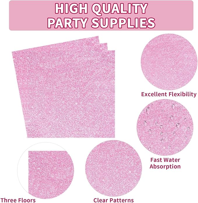 Grencian 96Pcs Pink Pastel Party Supplies Light Pink and White Plates and Napkins Tableware Set Rainbow Birthday Decorations for Girls Women Sprinkle Bride Shower Wedding Anniversary Party Serves 24