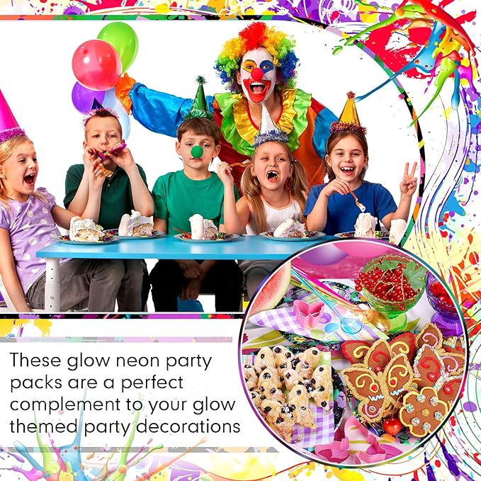 Baderke 48 Pcs 9 Inch and 7 Inch Neon Plates Glow in The Dark Party Supplies Paper Neon Disposable Plates Colorful Tableware for Birthday Wedding Baby Shower