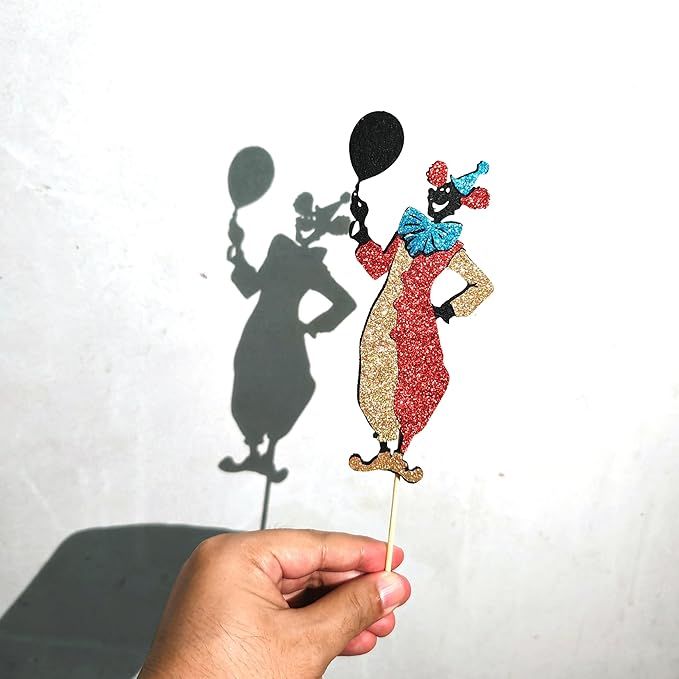 Circus Shadow Puppet Theater Set – 9-Piece Carnival Silhouette Kit with Felt Cutouts, Sticks & Dots – DIY Storytelling Shadow Play for Kids, Classroom & Family Craft Activities