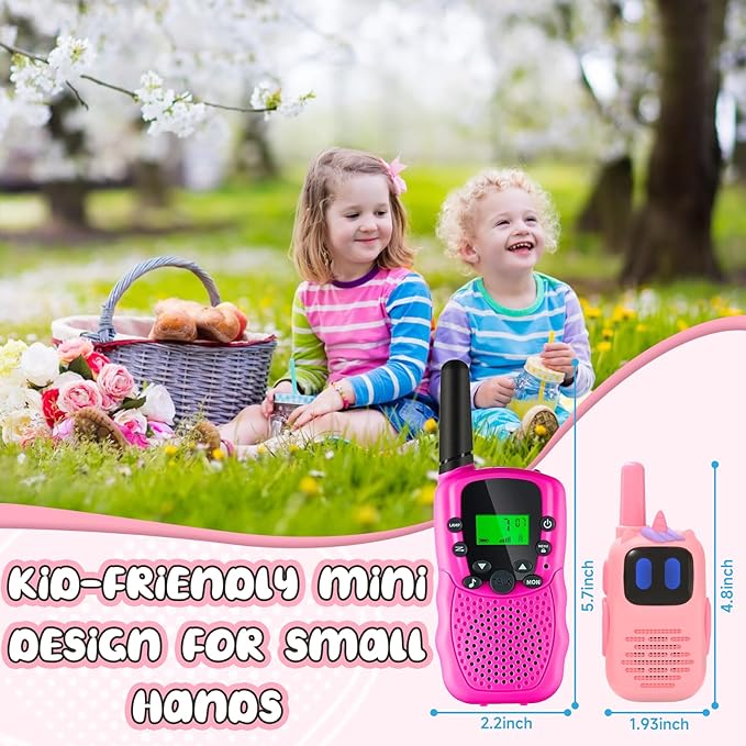 Selieve Pink Walkie Talkies with Silicone Sleeve 1000FT Range 2 Channels 2 Way Radio Girls Toys Age 6-8,Walky Talky Gifts for 3 4 5 6 7 8 Year Old Girl for Children Backyard Toys