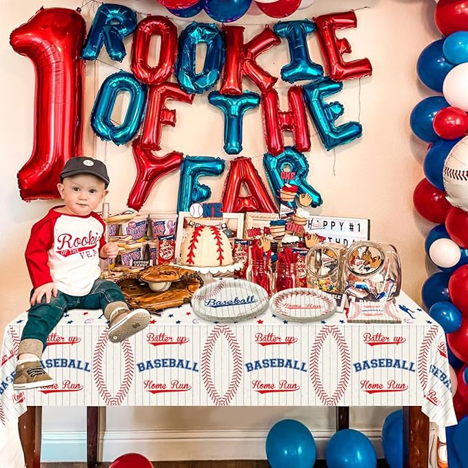 Baseball Party Supplies for 20 Guests - Home Run Plates, Napkins, Forks, Batter Up Tablecloth for Kids Boys Sports Theme Birthday Decorations, Event Game Day Party Decor