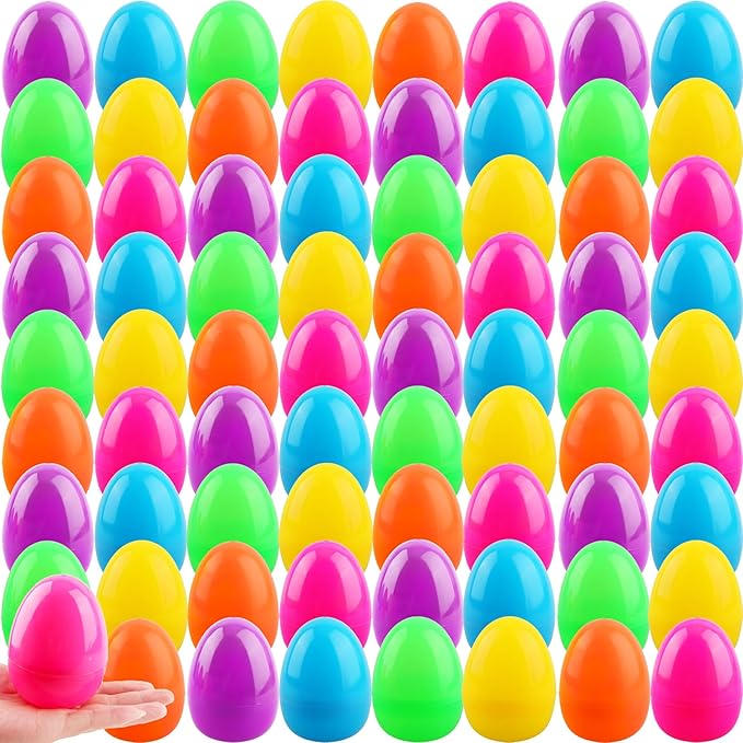 4 Inch Plastic Fillable Easter Eggs 36/54/ 66/78 pcs Large Colorful Easter Egg Big Flat Bottom Eggs Bulk for Easter Basket Fillers Egg Hunt Party Supplies (78 Pcs (6 Color) - Flat Bottom (4 Inch))