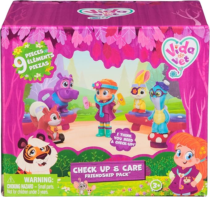 Vida The Vet, Check Up & Care Friendship Pack with 5 Action Figures, Stethoscope, Headlamp, & Sticker Sheets, Kids Toys for Girls & Boys Ages 3 and up