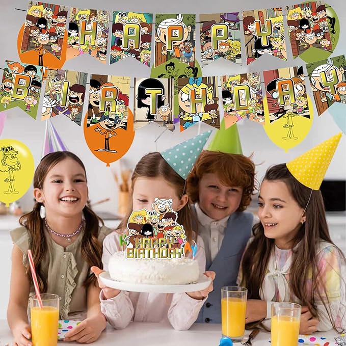 The Loud House Birthday Decoration,Loud House Party Decorations Include Banner,Cake Toppers and Ballons for Loud House Themed Birthday Supplies