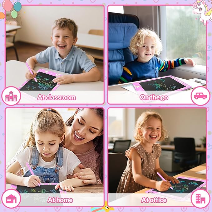 Mafiti LCD Writing Tablet 8.5 Inch Electronic Writing Drawing Pads Portable Doodle Board Gifts for Kids Toys for Girls Pink
