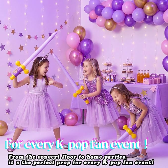 Outus 12 Pcs Inflatable Swords Blow up Swords Prince Party Favors for Theme Birthday Swimming Pool Viking Party Decorations Cosplay Halloween Costume Accessories Stage Props, 24 Inch (Gold,Purple)
