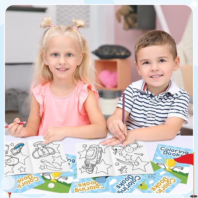 Golf Coloring Books for Kids - 24Pcs Bulk Sports Golf Theme Mini Coloring Booklet DIY Art Drawing Book for Toddlers Holiday Birthday Party Goodie Bags Stuffers Sunday School Classroom Favors