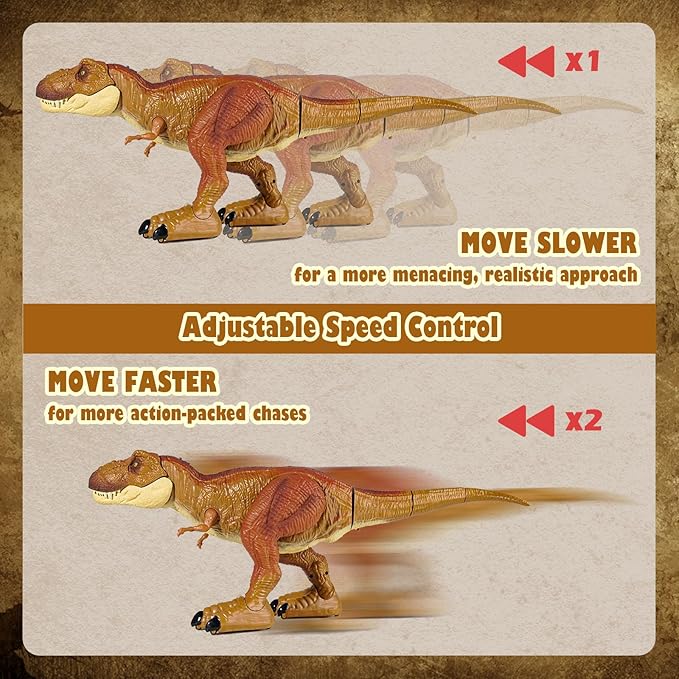 Tyrannosaurus Remote Control Dinosaur Toys for Kids 3-12, Adjustable Speed T Rex Toys with Mist Spray, Light & Roar, RC Robot Dinosaur Christmas, Birthday Gifts for Boys Girls（Brown）