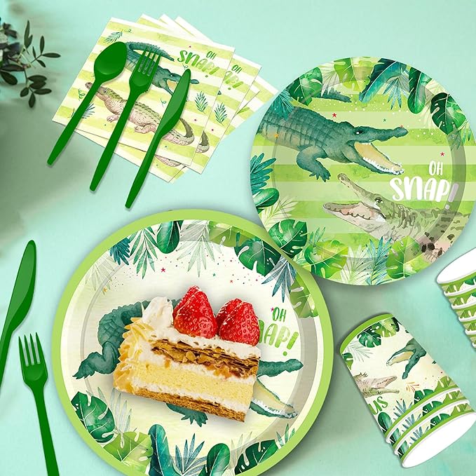 116 Ps Crocodile Party Supplies 16 Guests Crocodile Party Decorations Including Crocodiles Partys Paper Plates Dinner Plates Napkins Cups Set