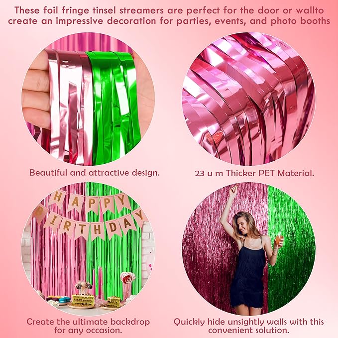 OHOME Witch Party Decorations - Pink and Green Party Backdrop Streamers | Happy Birthday Banner for Birthday Party Decorations Supplies | Witch Themed Decor Photo Booth Props,2 Pack