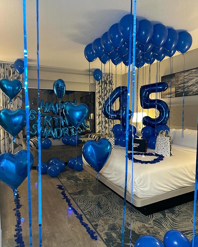 Navy Blue Number 40 Balloon 40 inch, 40 Number Balloons, 40th Navy Blue Birthday Decorations, 40 Year Old Women Men Blue Party Supplies
