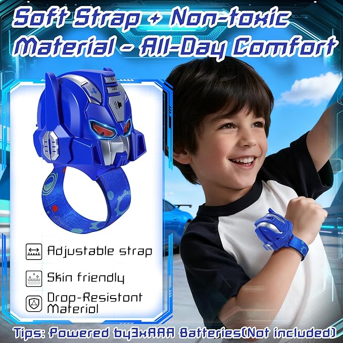 Vvinca Transform Toys Walkie Talkies for Kids 4 Pack - Cool Robot Toys&Shark for Boys Age 3-5 5-7 8-12 Christmas Birthday Gifts for Toddlers Adjustable Strap Clear Sound Camping Outdoor