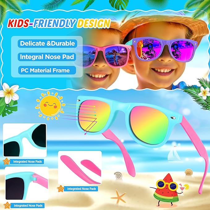 GIFTINBOX Kids Sunglasses Party Favors for Boys & Girls,Neon Toddler Sunglasses bulk with UV400 Protection, Pool Beach Party Favors, Goodie Bags Stuffers for Birthday Party -24pack