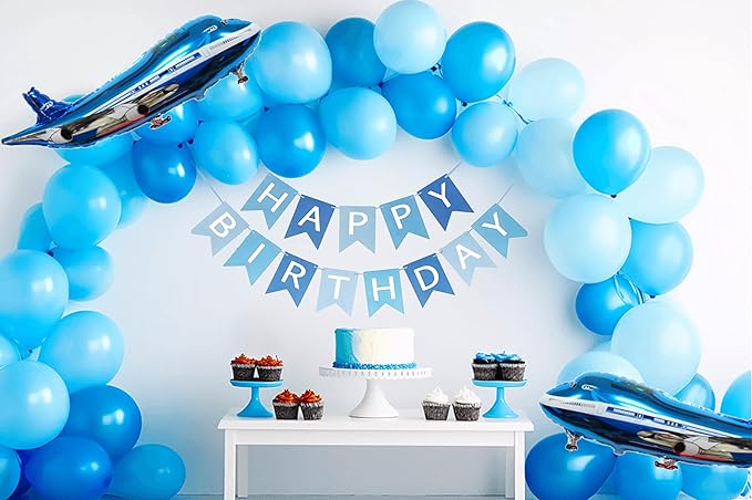 31inch Large Airplane Blue Party Decoration Airplane Balloon Birthday Party Supplies (14pcs Airplane set)