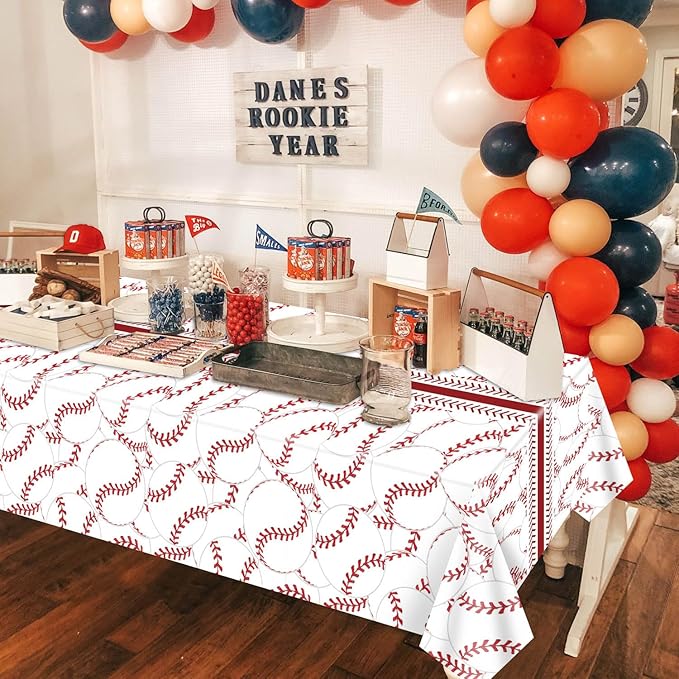 2Pcs Baseball Tablecloths, Rectangular Baseball Pattern Table Cloth Disposable Party Decorations Table Covers for Boys Sports Event Birthday Party Supplies, 51x86 Inch