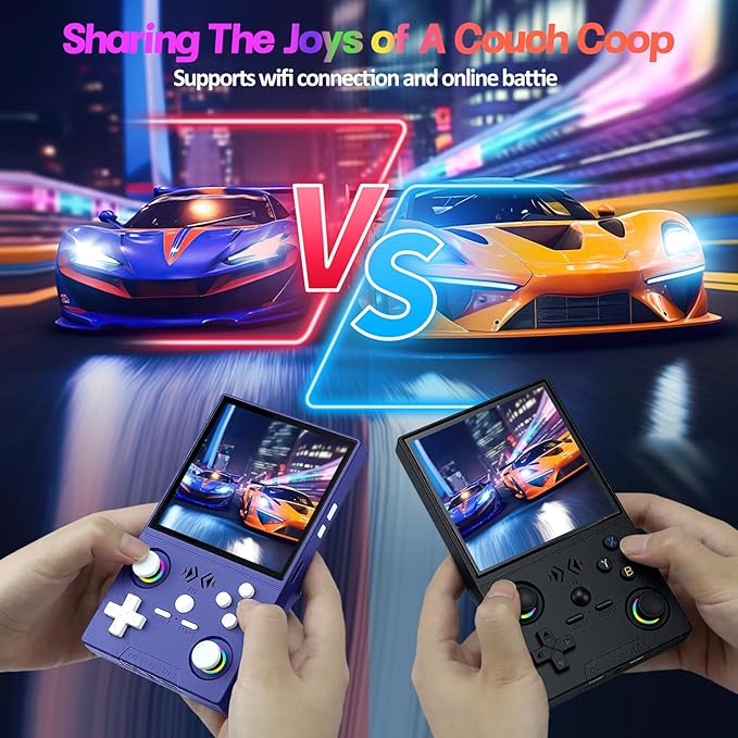 XF40V Retro Handheld Game Console, Retro Gaming Console 4.0'' IPS Screen Linux System Built-in 64G TF Card, Open Source Linux System, Preloaded 20000+ Classic Games, Portable Video Gaming (Purple-64G)
