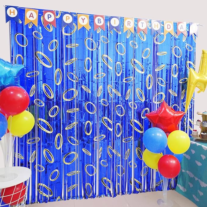 Cartoon Hedgehog Birthday Party Decoration, Including 2 Pack Ring Pattern Streamers, 21pcs Balloons & 1pcs Birthday Banner for Cartoon Hedgehog Themed Party Supplies