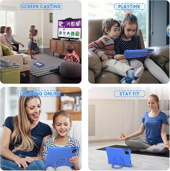 Kids Tablet: 10 Inch Android 15 Tablet for Kids, 64GB Octa-Core 6000mAh Battery, WiFi 6, Pre-Installed Kids Apps, Parental Control with EVA Protective Case – Ideal Gift for Toddler, Blue