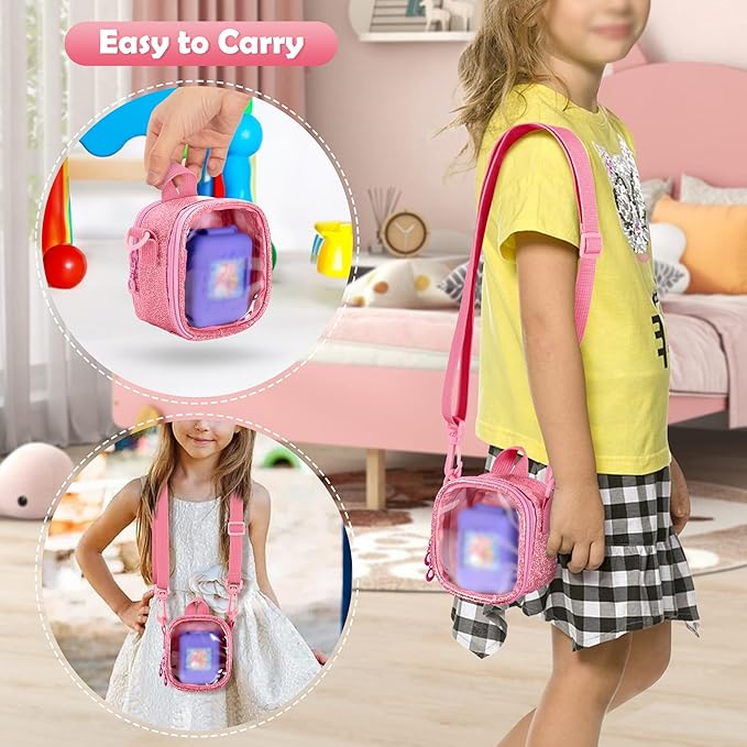 LoDrid Travel Carrying Case Compatible with Bitzee Interactive Toy Digital Pet, Storage Bag with Adjustable Shoulder Strap for Virtual Electronic Pets and Accessories, Pink, Bag Only