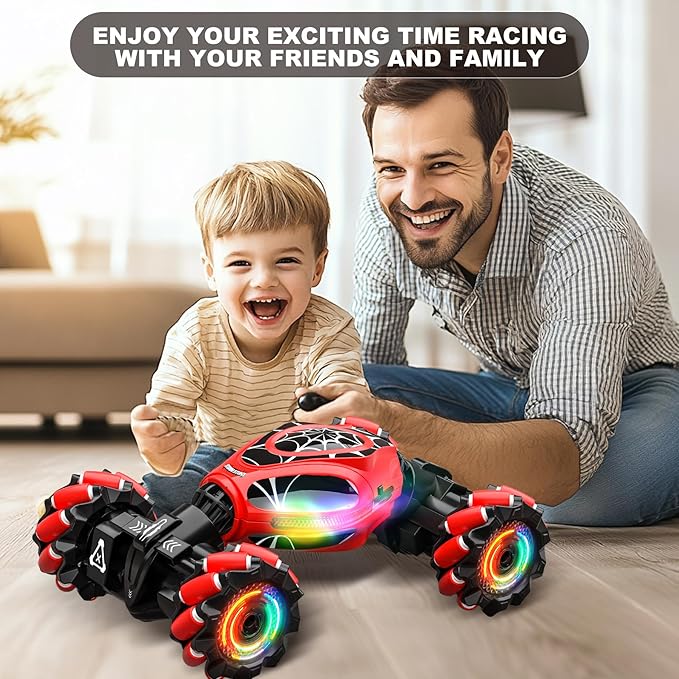 Gesture RC Car, 1:18 4WD Transform Off-Road Stunt Car with Gesture & Remote Control, 360° Flips Drift Vehicle with LED Lights Music, All Terrain Toy Cars Gifts for Boys Girls Age 6-12