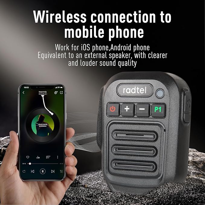 Walkie Talkie Bluetooth Handheld Speaker Mic Compatible with BaoFeng UV-5R BF-F8HP 5RM Quansheng Radios uv-k5 uv-k6 TD-H3 Radtel RT-900 RT-860 (Bluetooth V2)