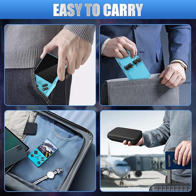 2026 V40MAX Upgraded Retro Handheld Game Console, Built in 40,000+Classic Games, 40+Simulators, Linux System, 4.0-inch 4K HD IPS Screen Video Player, 256GB, Portable Pocket Arcade Console (Sky Blue)