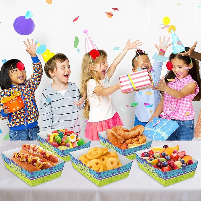 25Pcs Monster Disposable Paper Food Trays for Monster Theme Birthday Party Supplies Baby Shower Decorations