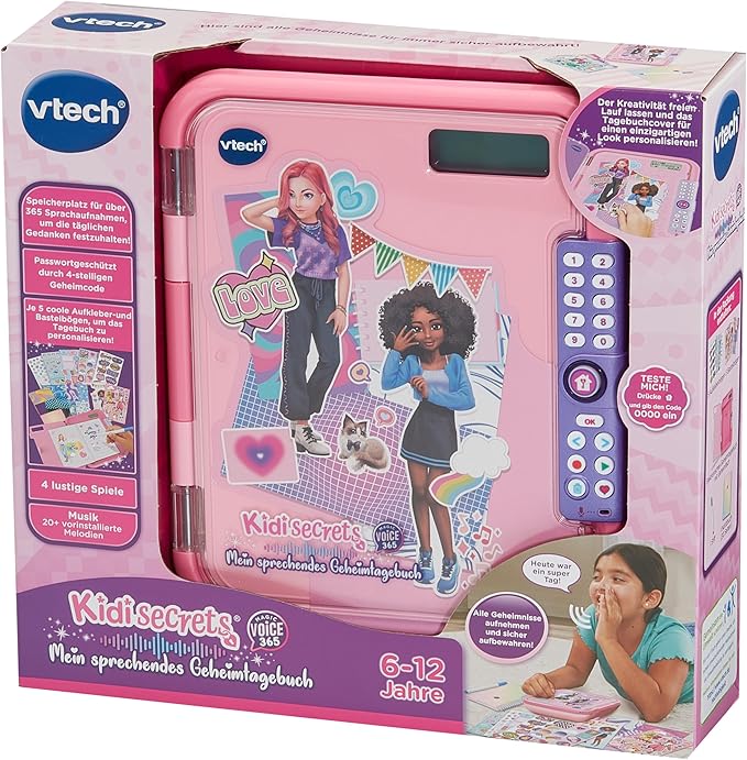 Vtech KidiSecrets - Magic Voice 365 - The 2-in-1 Diary for Voice Recordings, Creative Games and Personal Memories - for Children Aged 6-12 Years