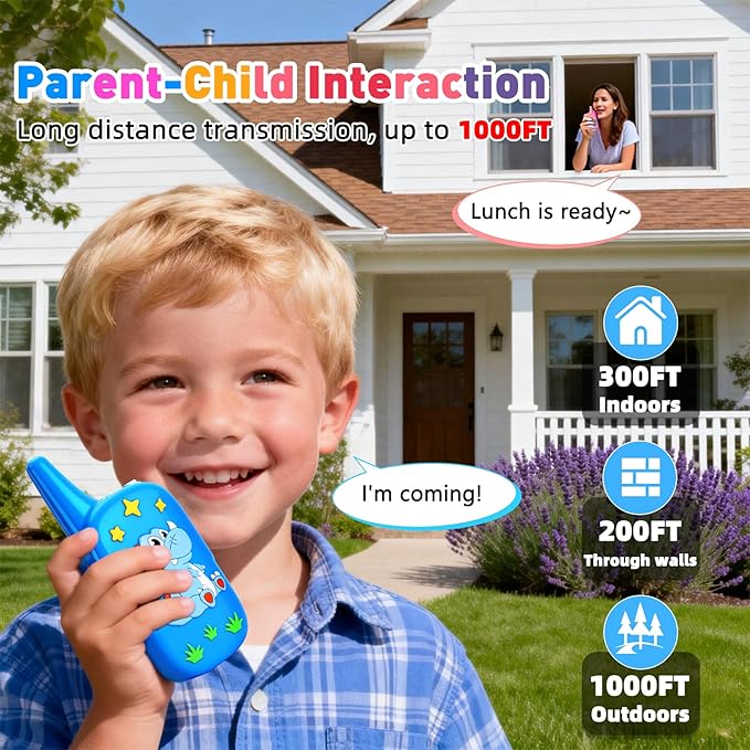 Video Walkie Talkies for Kids 2 Pack, Handheld Games for Kids, Intercom with Voice Changer, Long Range Outdoor Family Games, Camping, Hiking, Travel Toys Gifts for Boys and Girls Ages 3-12