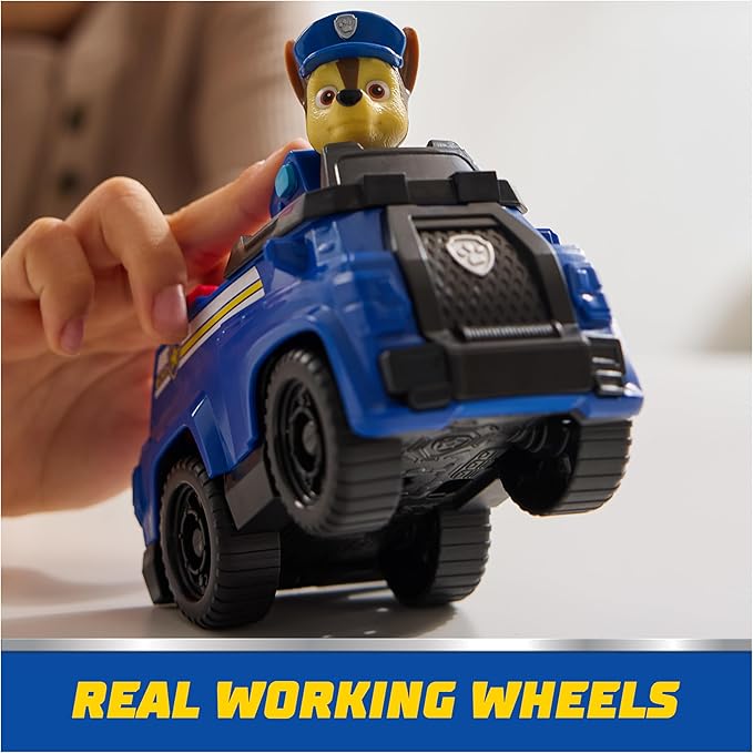 PAW Patrol, Chase’s Patrol Cruiser, Toy Car with Collectible Action Figure, Sustainably Minded Kids Toys for Boys & Girls Ages 3 and Up