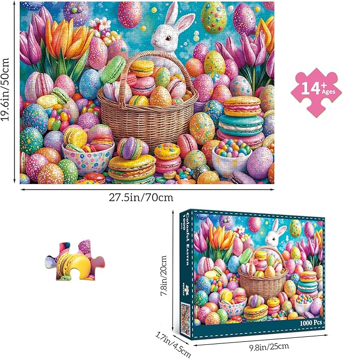 1000 Piece Puzzles for Adults, Easter Puzzle, Colorful Easter Jigsaw Puzzle 1000 Pieces for Adults Seniors, Fun Decor Challenging Family Games Holiday Party Gifts -1:1 Poster