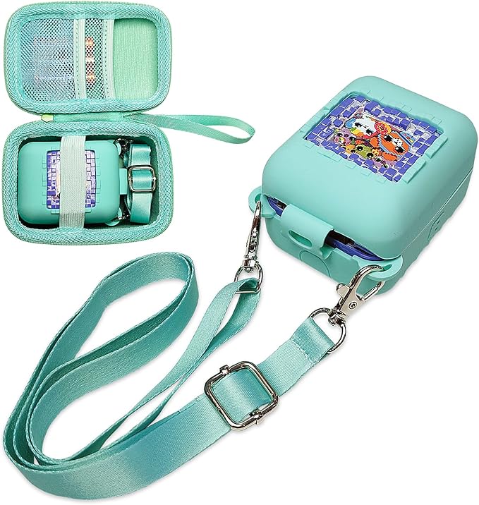 JCHPINE Hard Carrying Case and Silicone Cover for Bitzee Interactive Toy Digital Pet, Accessories Case for Bitzee Virtual Electronic Pets Original 15 Animals (Teal)