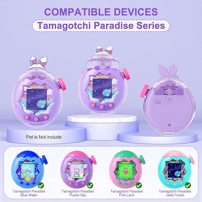 for Tamagotchi Paradise Clear Case and Replacement Lid Set, Ideal for DIY Fans, Collectors and Display, for Paradise Tamagotchi Accessories, with Lanyard (No Device/Film)
