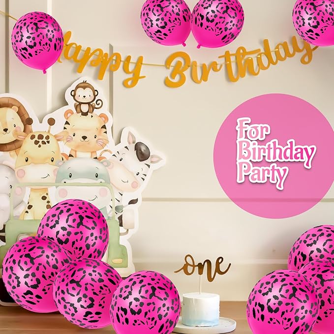 Gejoy 36 Pcs Cheetah Balloons Leopard Print Balloons 12 Inch Spots Latex Leopard Jungle Animal Decorations for Cheetah Zoo Theme Birthday Party Supplies (Rose Gold)