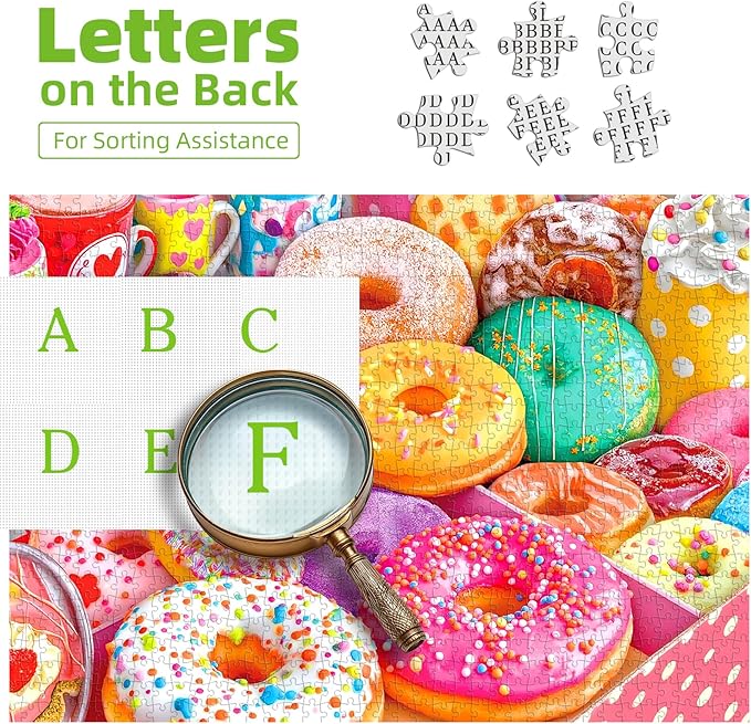 Puzzle for Adults 500 Piece Colorful Cute Donuts & Coffee Jigsaw Puzzle Fun Sweet Treats Family Challenge Puzzle for Seniors (23"x15")