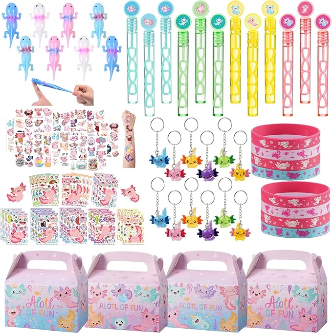 Vanblue Axolotl Party Favors Themed Birthday Party Decoration Goodie Bags Stuffers Pink Axolotl Birthday Supplies Gift for Kids Treat Gift Bags Stuffers Pinata Filler Classroom Rewards