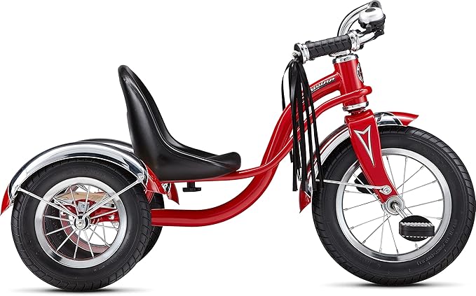 Schwinn Roadster Tricycle, 12 Inch Front Wheel Bike for Kids Ages 2-4, Low Center of Gravity, Retro Steel Frame, Adjustable Seat Grows with your Child, Rear Deck, Tricycle for Toddlers