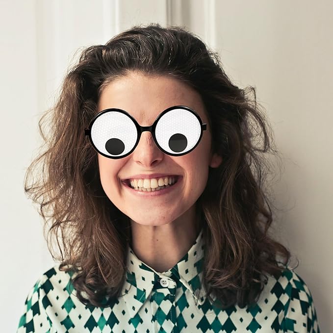Googly Eyes Glasses, Funny Glasses Pranks Toy, Novelty Shaking Giant Eye Glasses, Funny Costume Accessories for Dress Up Party, Halloween or Birthday Party Favors, Party Supplies （12 PCS）