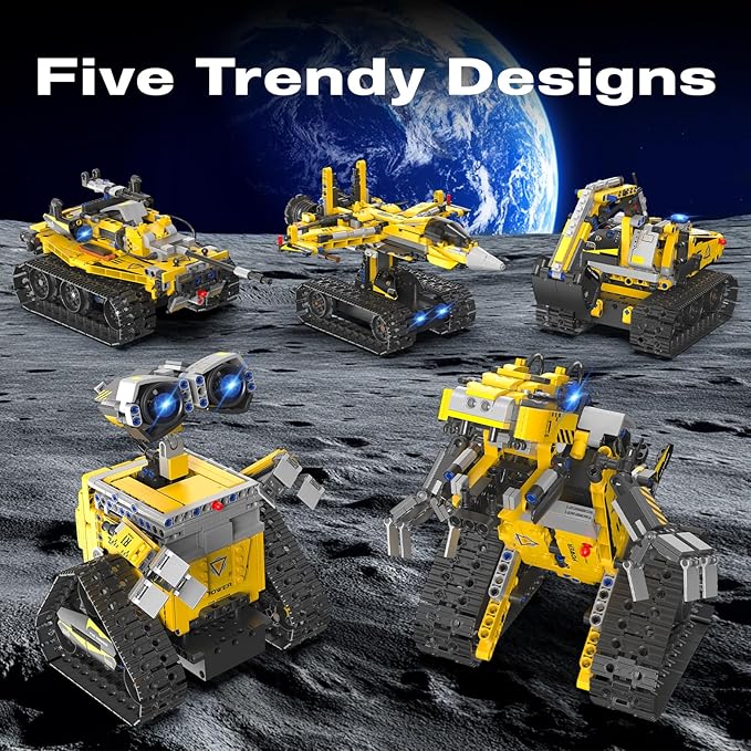 5-in-1 Remote Control Robot Building Kit, 724 Pcs Buildable Model Engineering Toys, No Coding Needed, Creative Ideal Gift for Boys Girls Kids Ages 8 9 10 11 12 13 Year Old